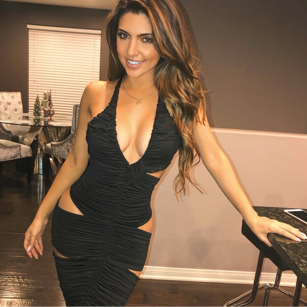 Midi-length black dress